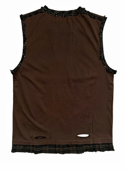 Dracula Print Vintage Distressed Layered Tank Tee