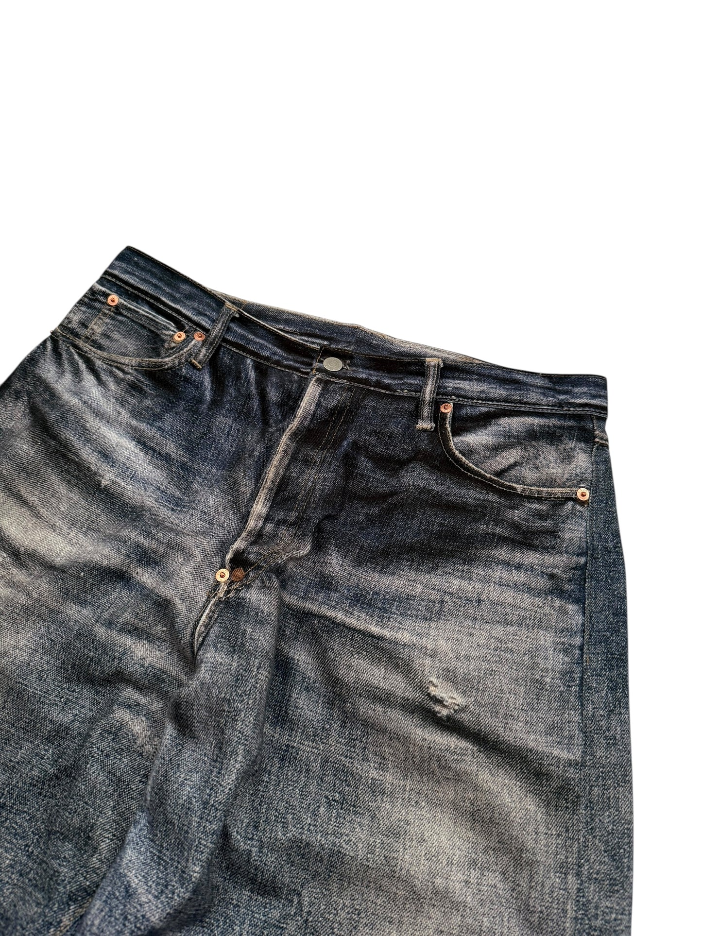 Trompe L’oeil Printed Baggy Belted Denim