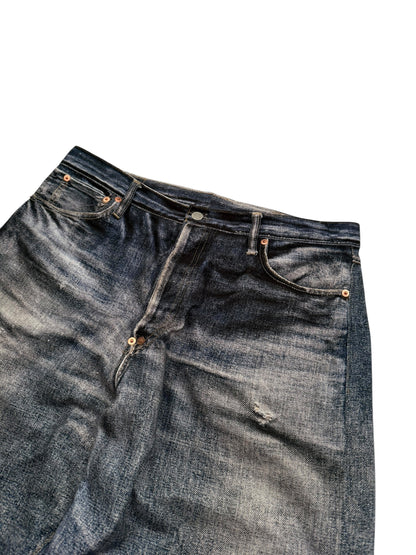 Trompe L’oeil Printed Baggy Belted Denim