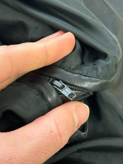 Long Chore Work Leather Zip Jacket