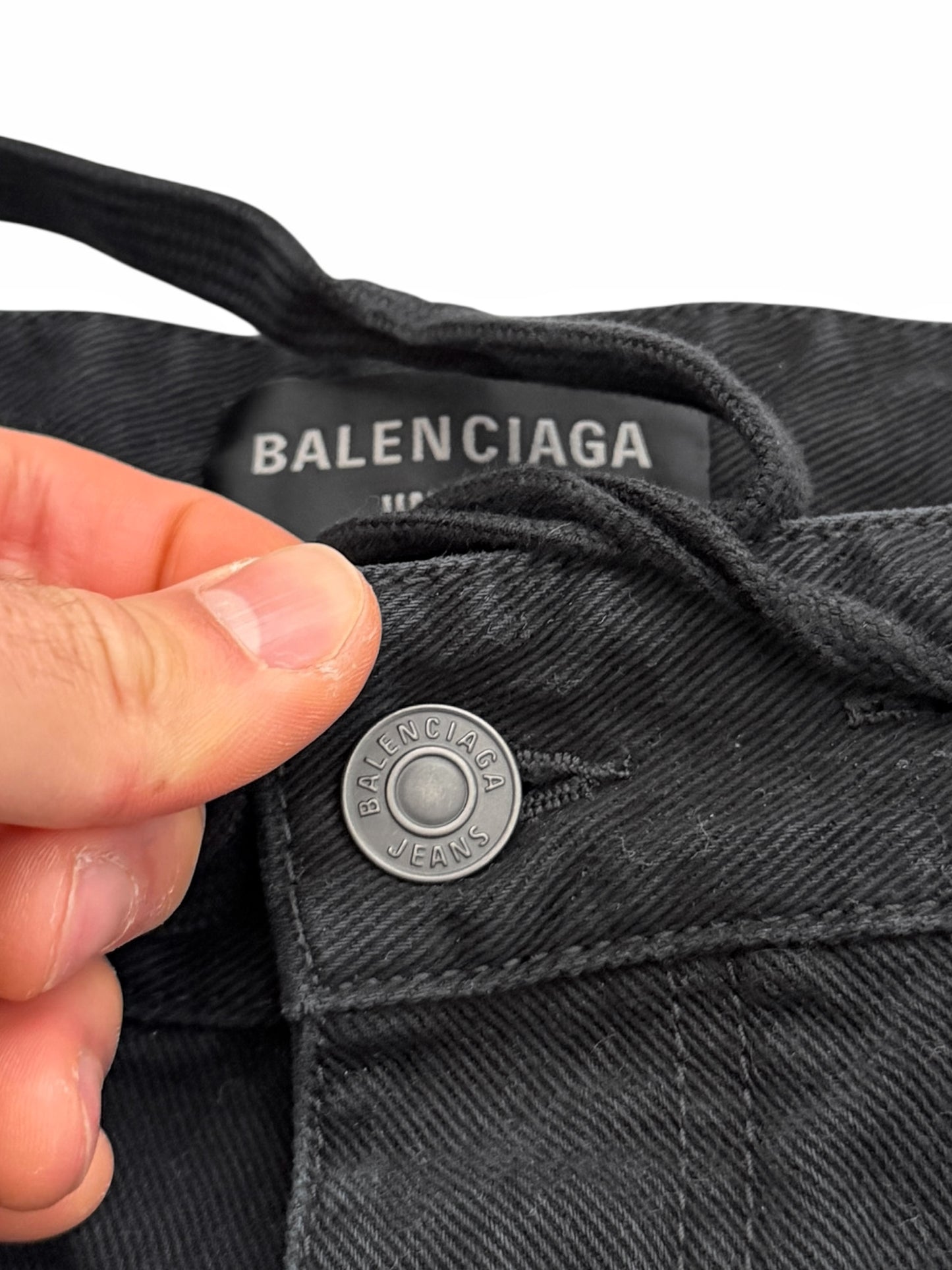 2024 Baggy Wide Leg Black Denim w Drawstring