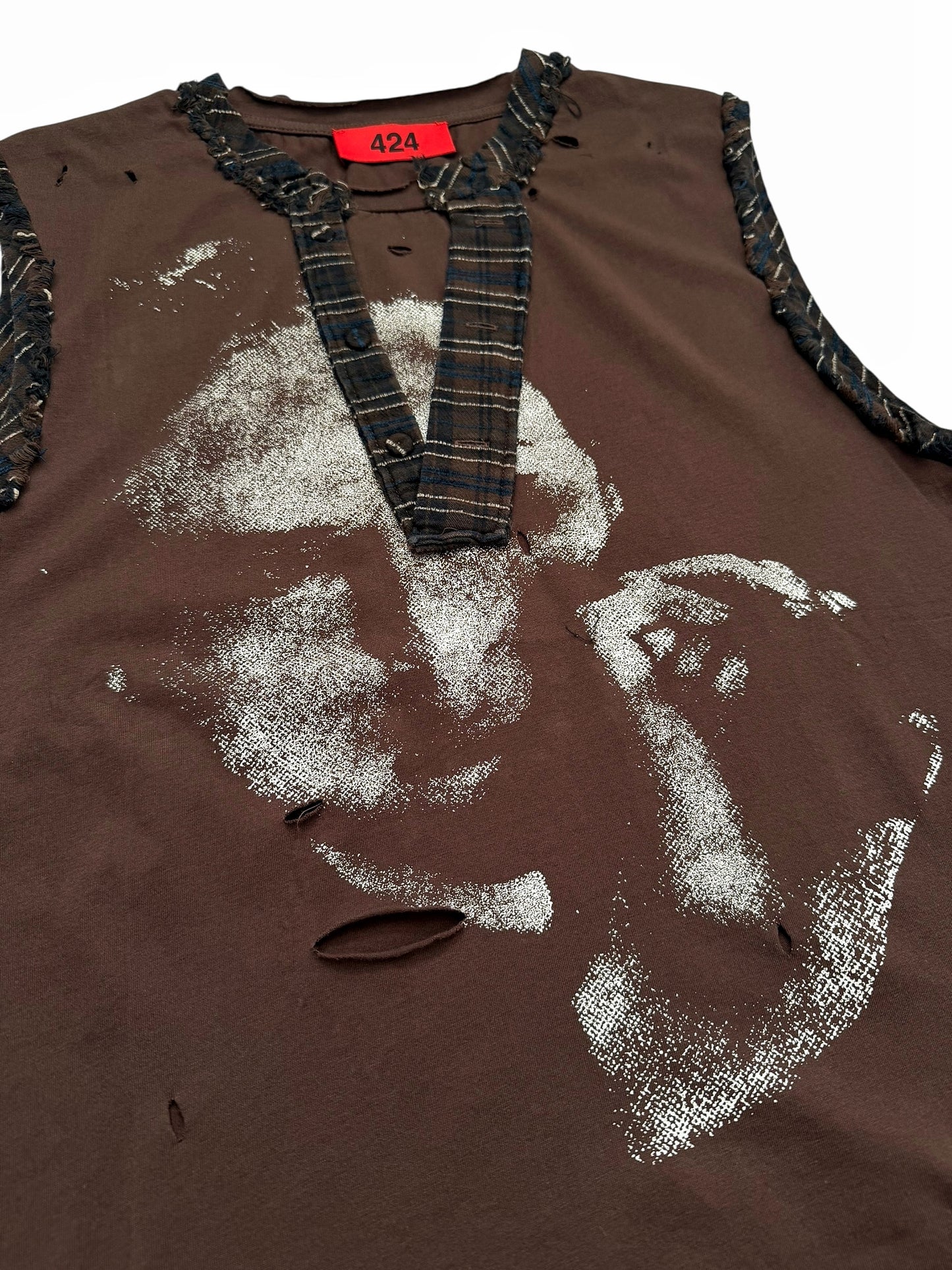 Dracula Print Vintage Distressed Layered Tank Tee