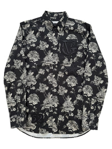 Gray Flowers Heavy Embroidery Shirt