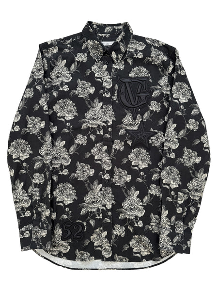 Gray Flowers Heavy Embroidery Shirt