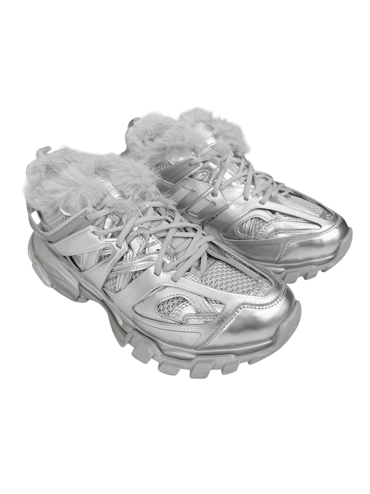 Metallic Silver Fur Track Runner