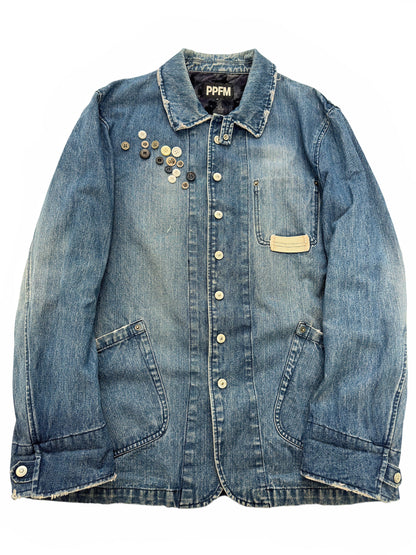 Button Adorned Chore Denim Jacket