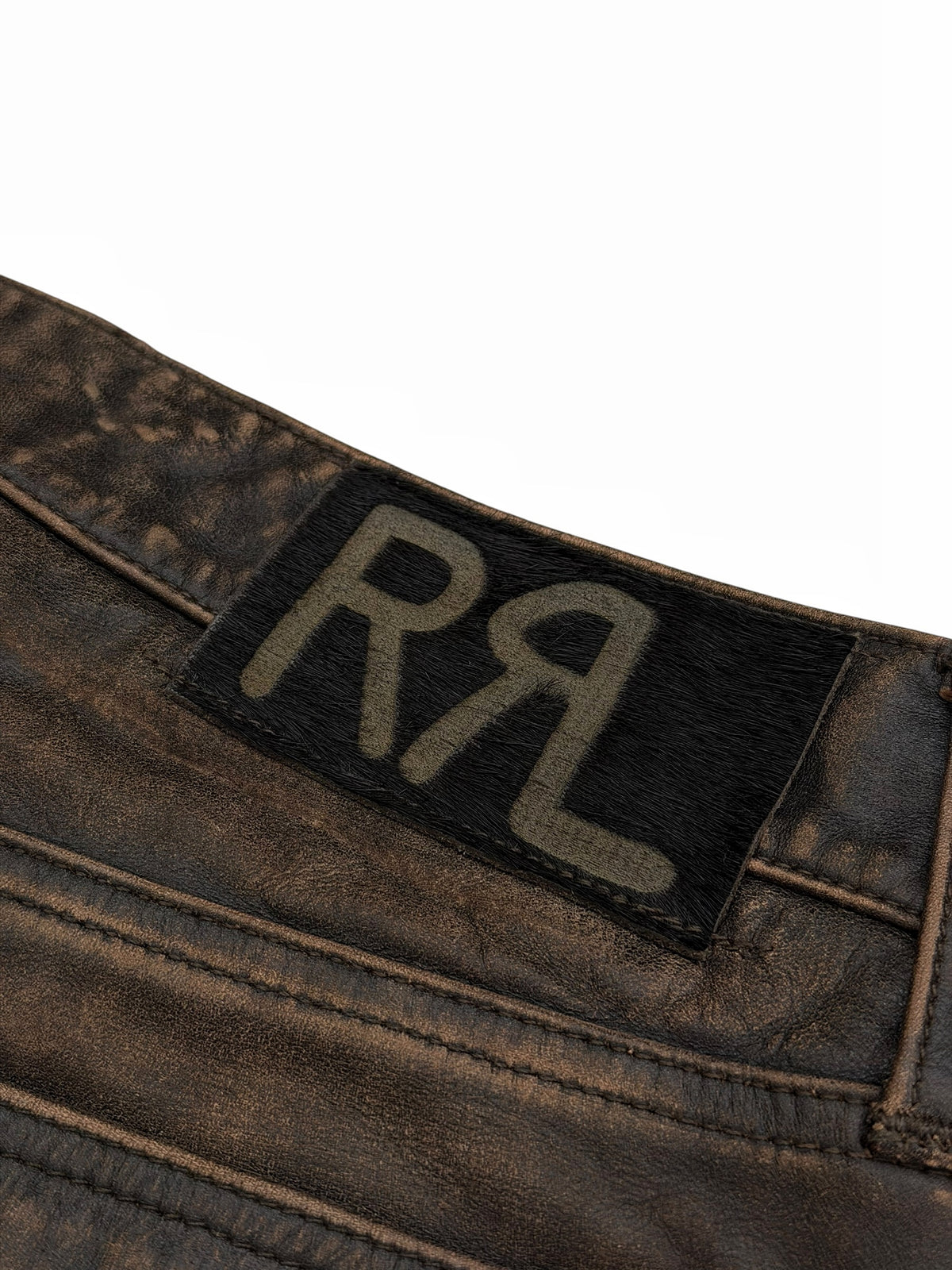 Whipstitch Lace Leather Distressed Pants