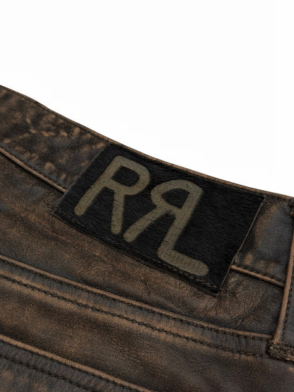 Whipstitch Lace Leather Distressed Pants