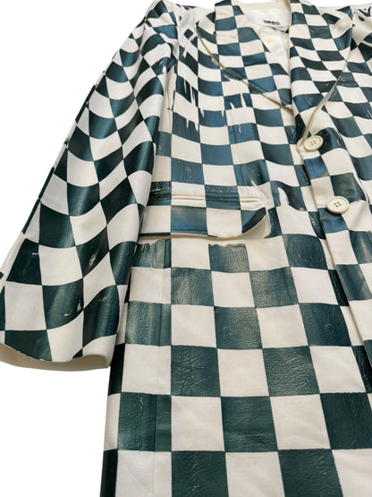 Oversized Checkerboard Blazer Coat