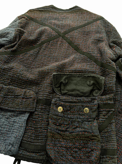 1/1 Kantha Boro Sashiko Patchwork Modern Flight Cargo Jacket