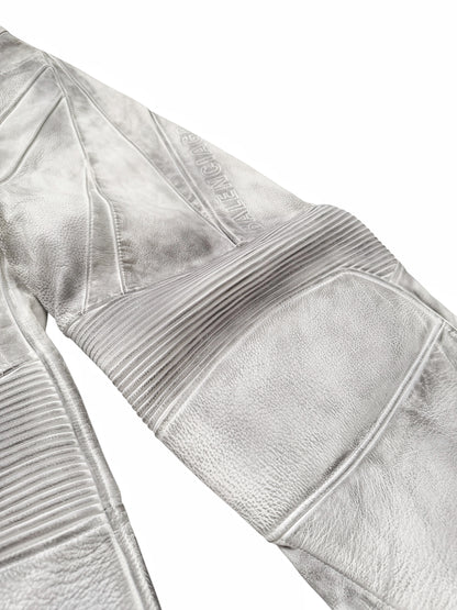 Mud Show White Leather Biker Pants