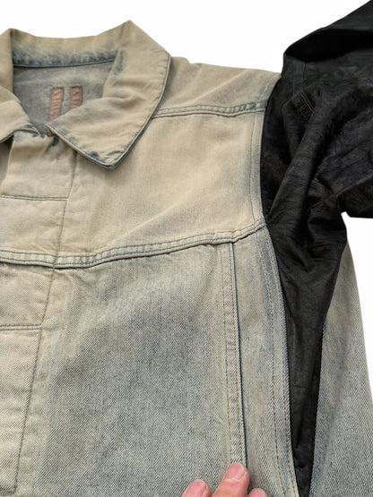 Crust Oiled Leather Stooge Trucker Denim Jacket