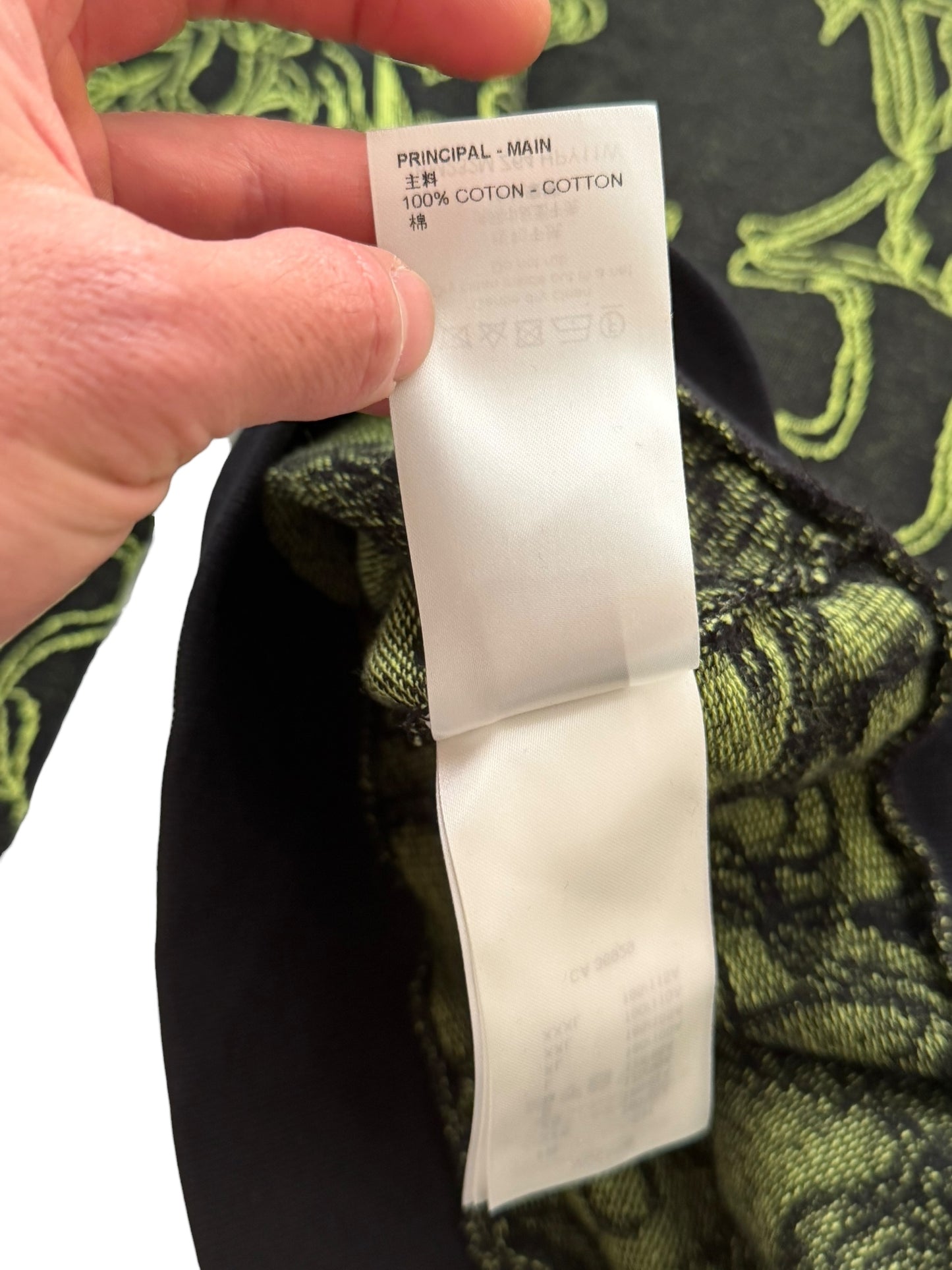Virgil Wavy Logo Green Intarsia Knit Sweater