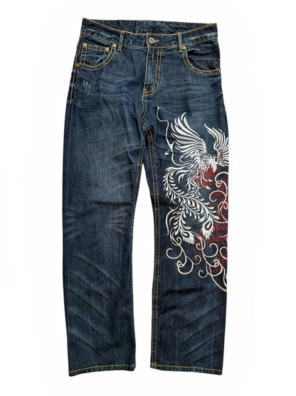 Heavy Embroidered Whisker Denim