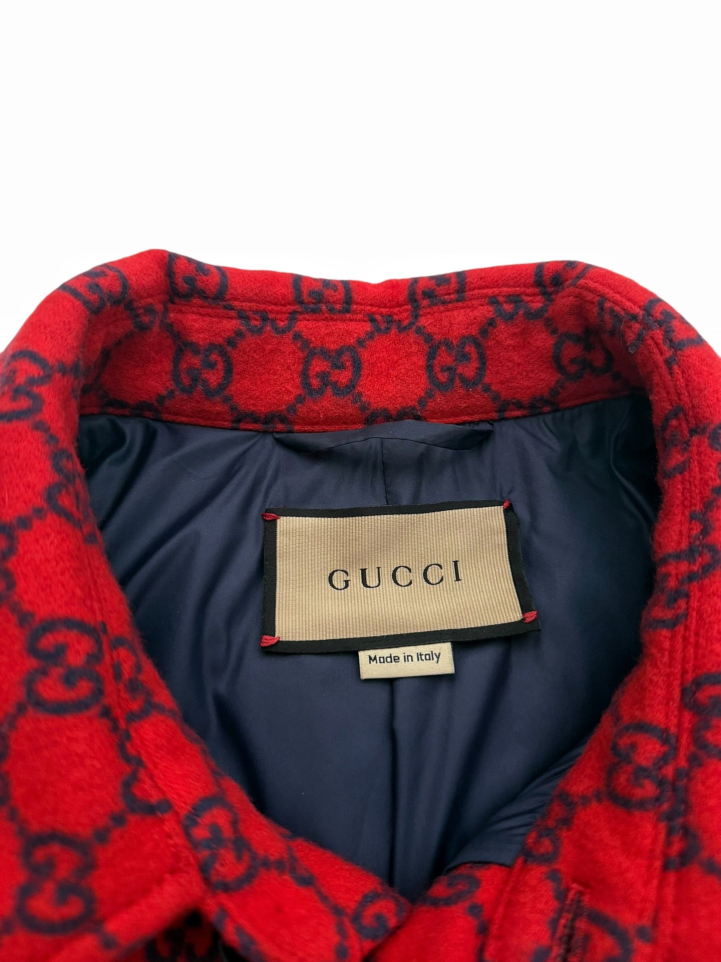 Red Wool Flannel Overshirt Padded Shirt