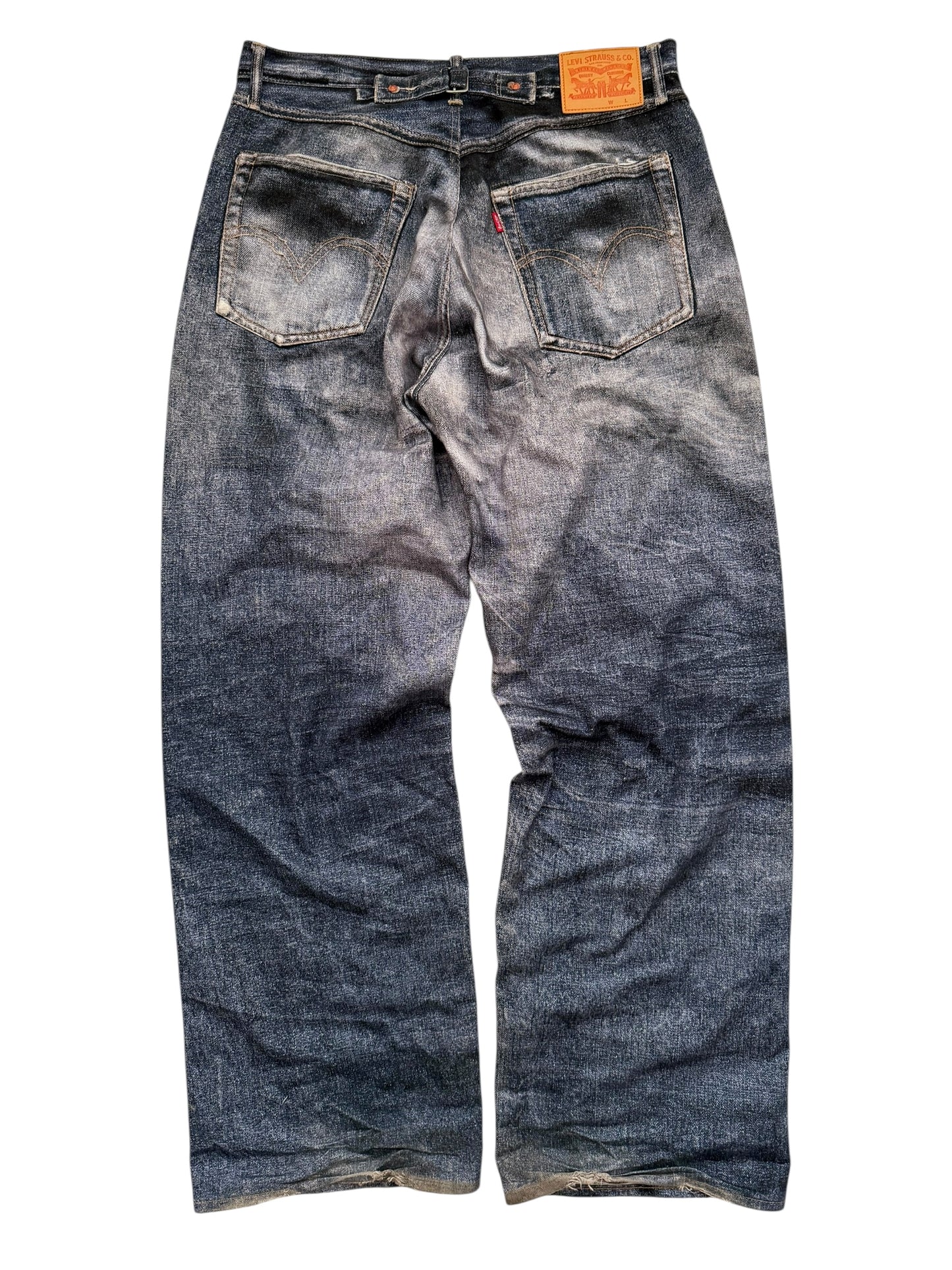 Trompe L’oeil Printed Baggy Belted Denim