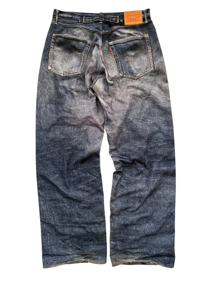 Trompe L’oeil Printed Baggy Belted Denim