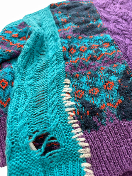Purple River Jacquard Patchwork Knit
