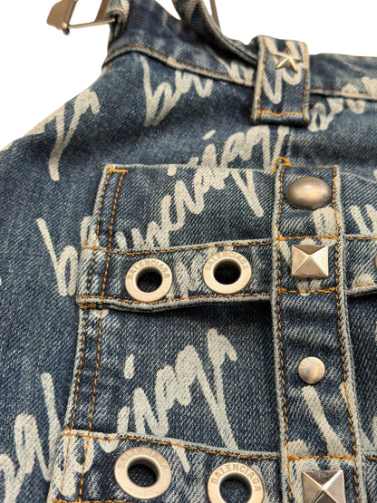 Runway Script Denim Raver Skirt