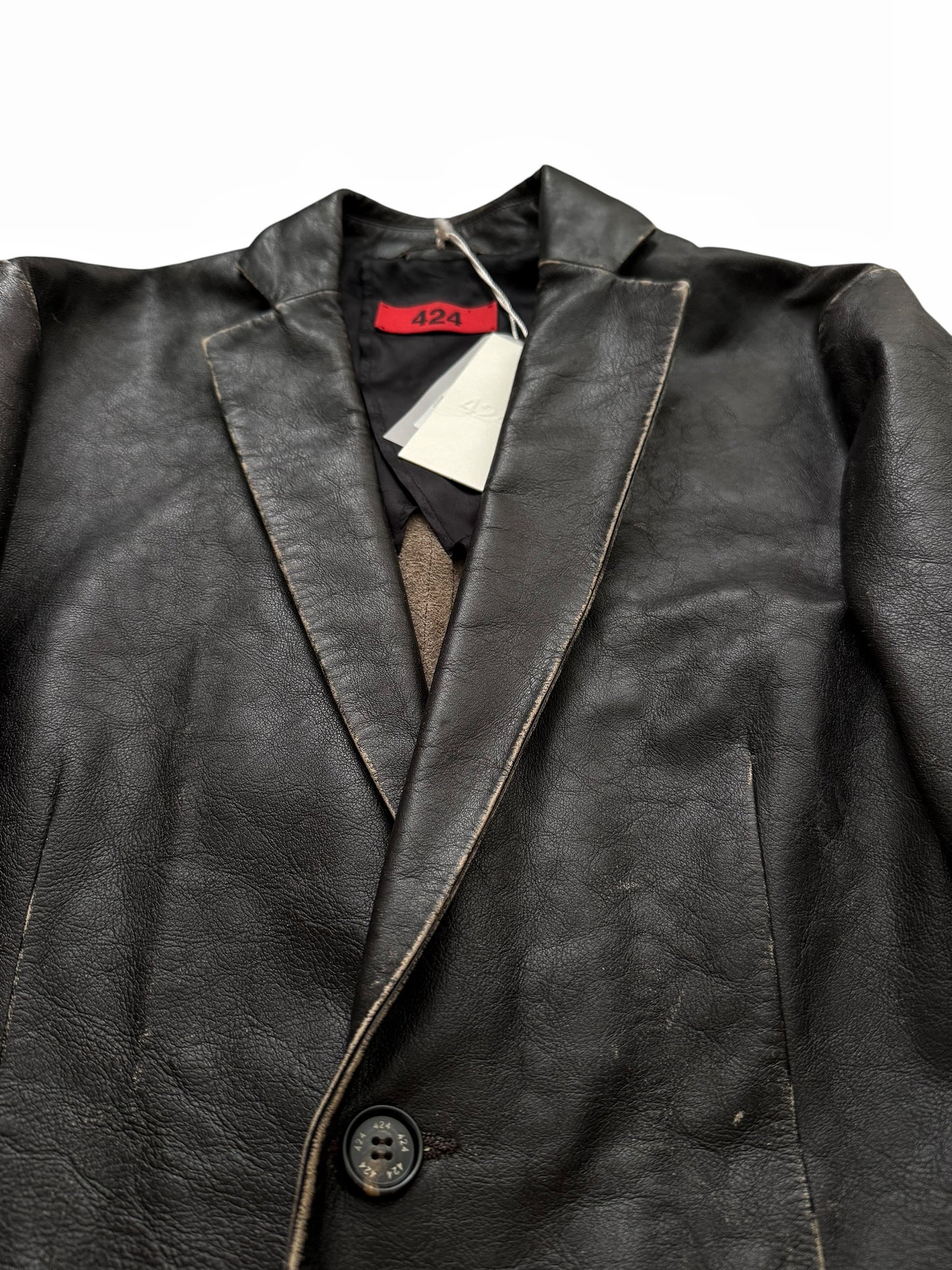 Distressed Leather Trompe L’oeil Blazer