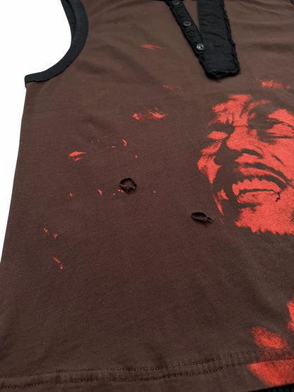 Bob Marley Distressed Layered Thermal Tank Tee
