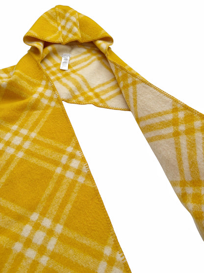 Wool Yellow Check Hooded Scarf