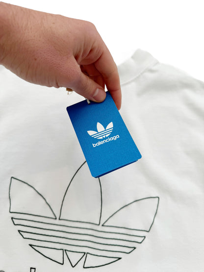 Adidas White Embroidered Oversized Logo Shirt