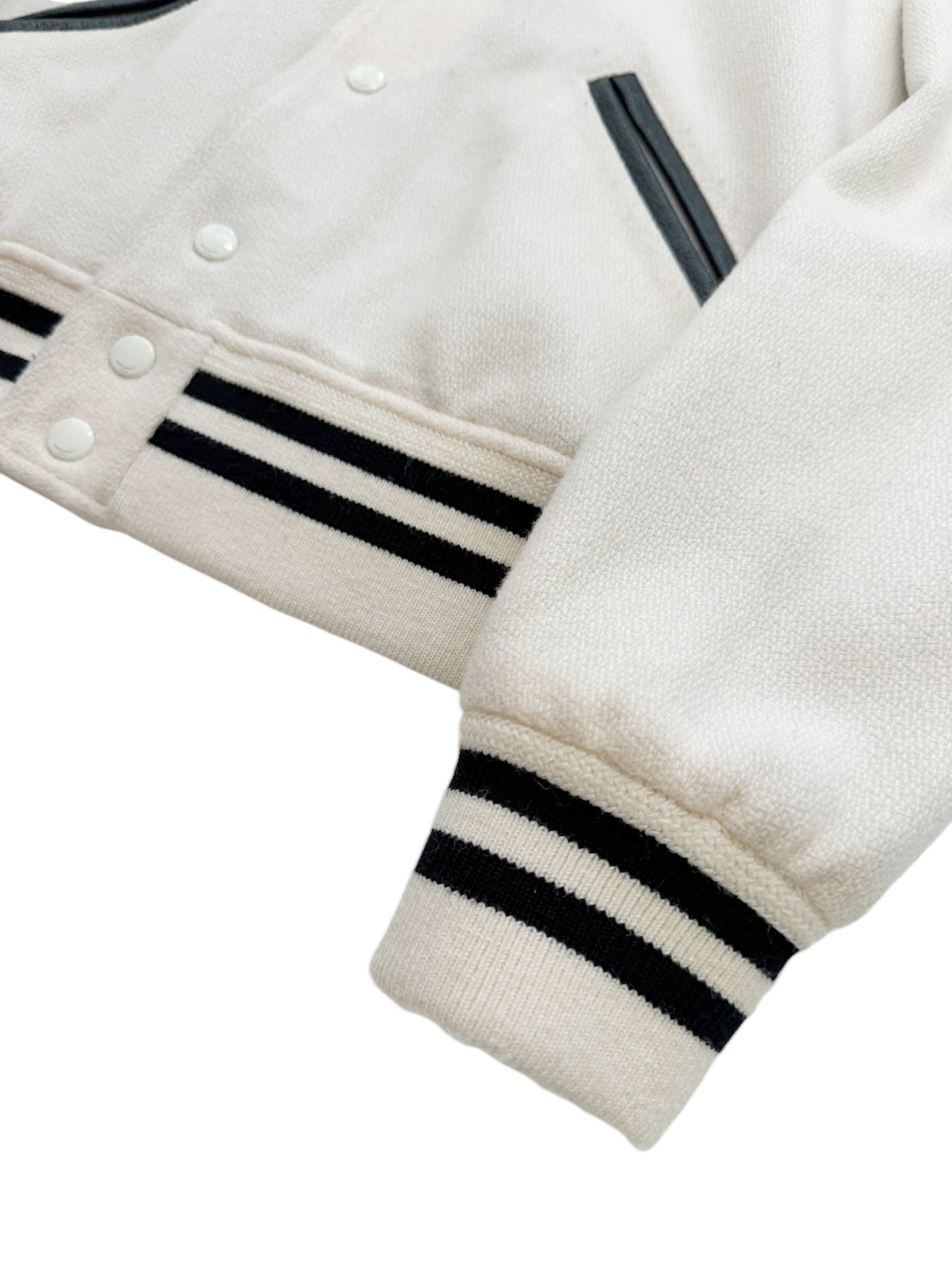 Cream Teddy Varsity Jacket