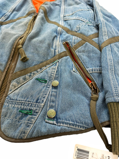 Denim Vintage Overall Cargo Modern Flight Jacket