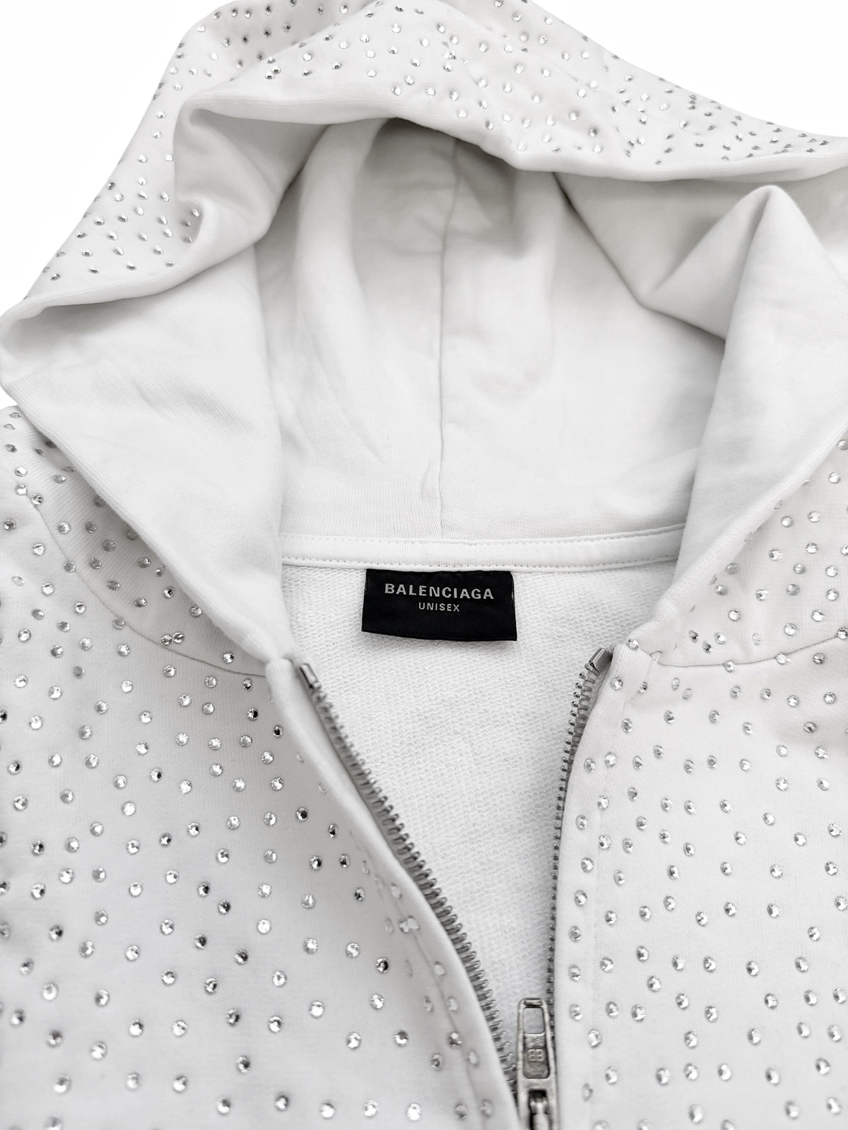 Strass Swarovski Crystal Zip White Hoodie