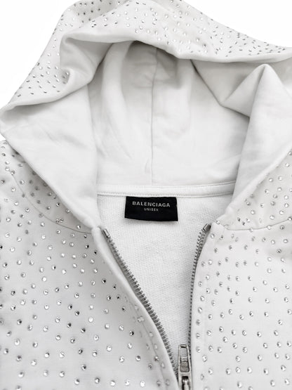 Strass Swarovski Crystal Zip White Hoodie