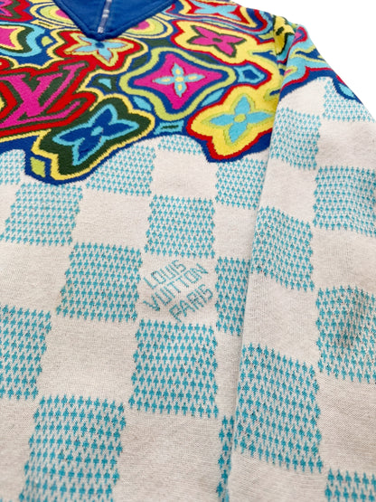 Distorted Abstract Damier Half Zip Sweater