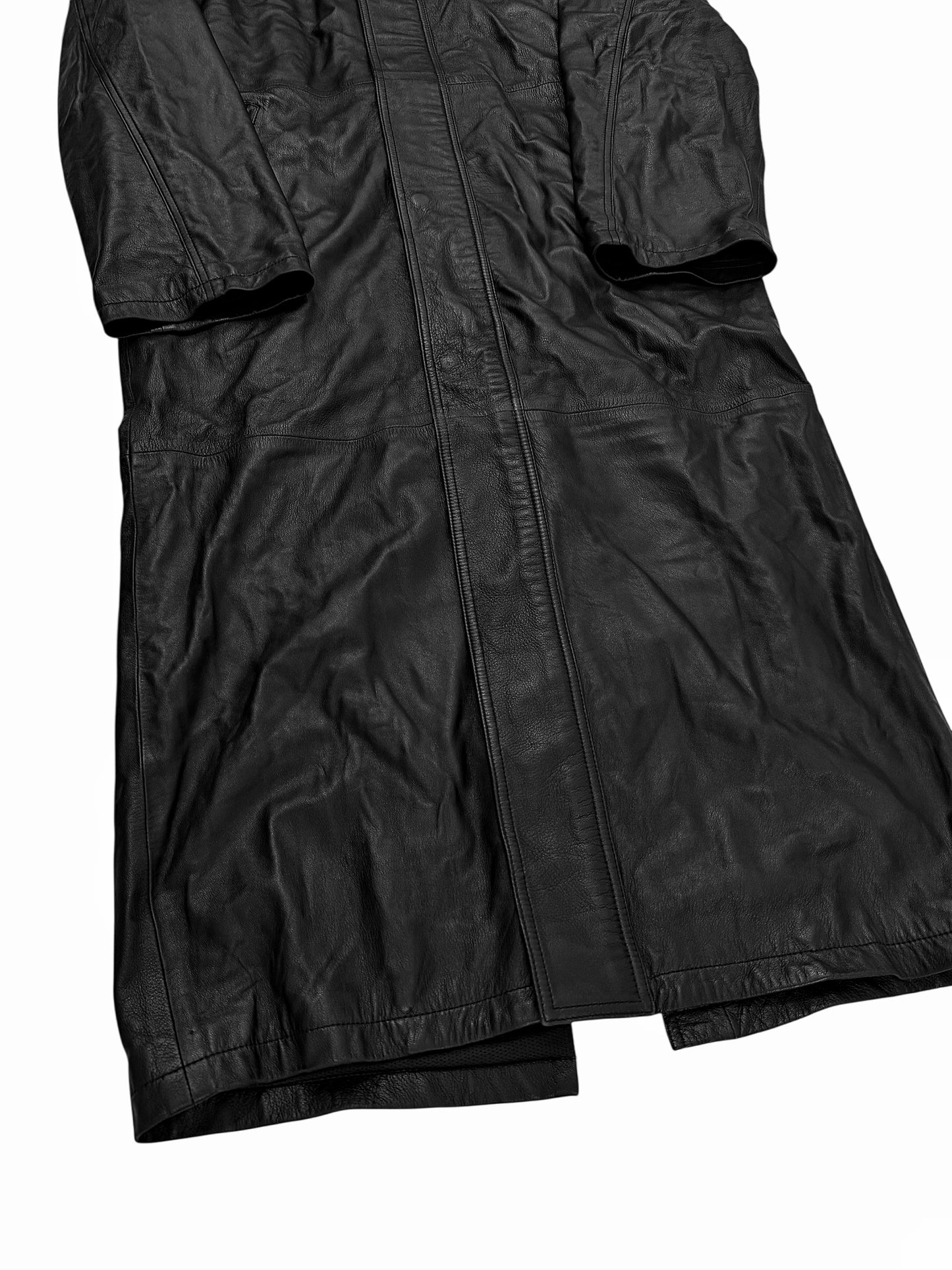 2024 Maxi Leather Hooded Long Coat