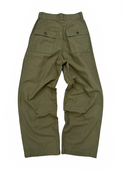 Pleated Baggy Olive Officer Pants