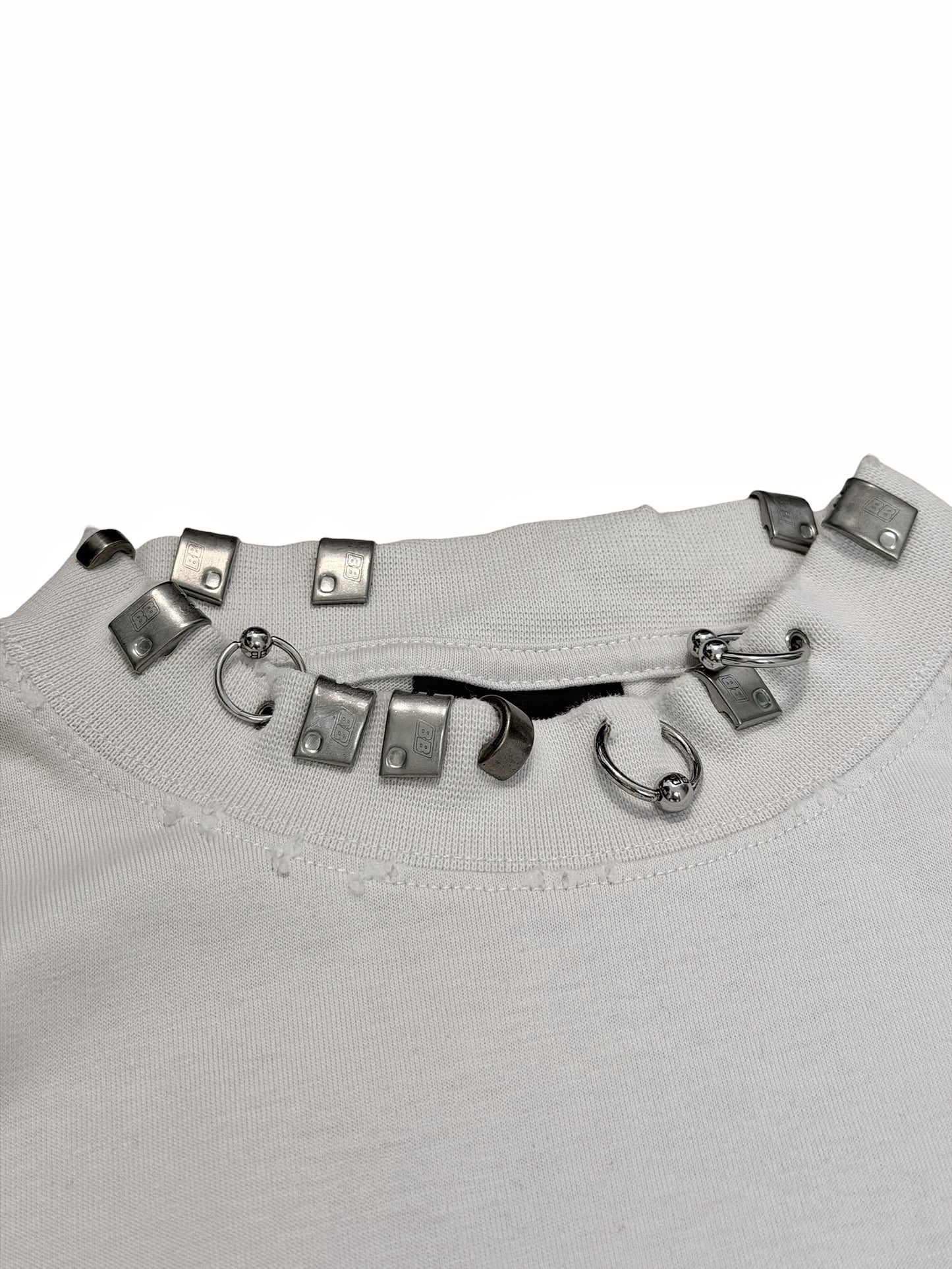 White Pierced Collar Shirt