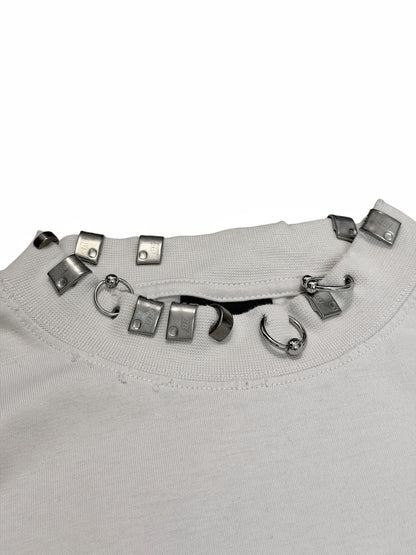 White Pierced Collar Shirt