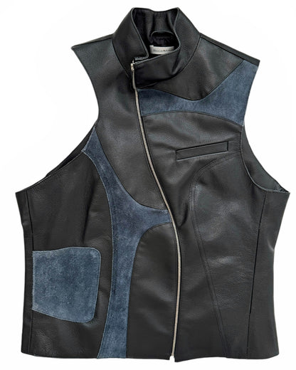 Recycled Couch Leather Asymmetric Vest