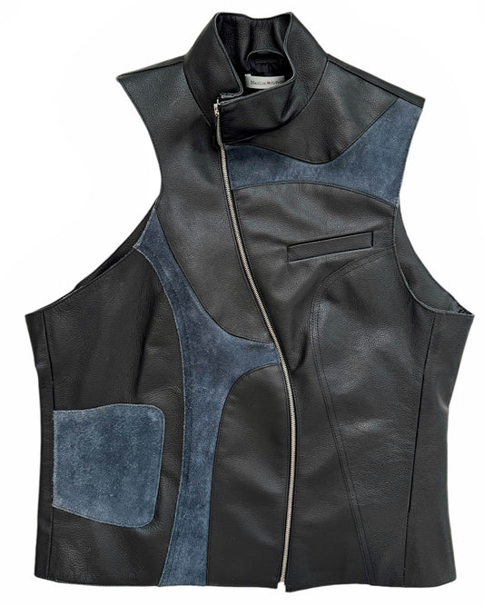 Recycled Couch Leather Asymmetric Vest