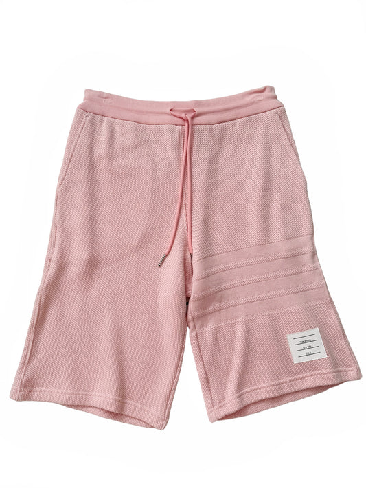 Pink Waffle Pique Stripe Short