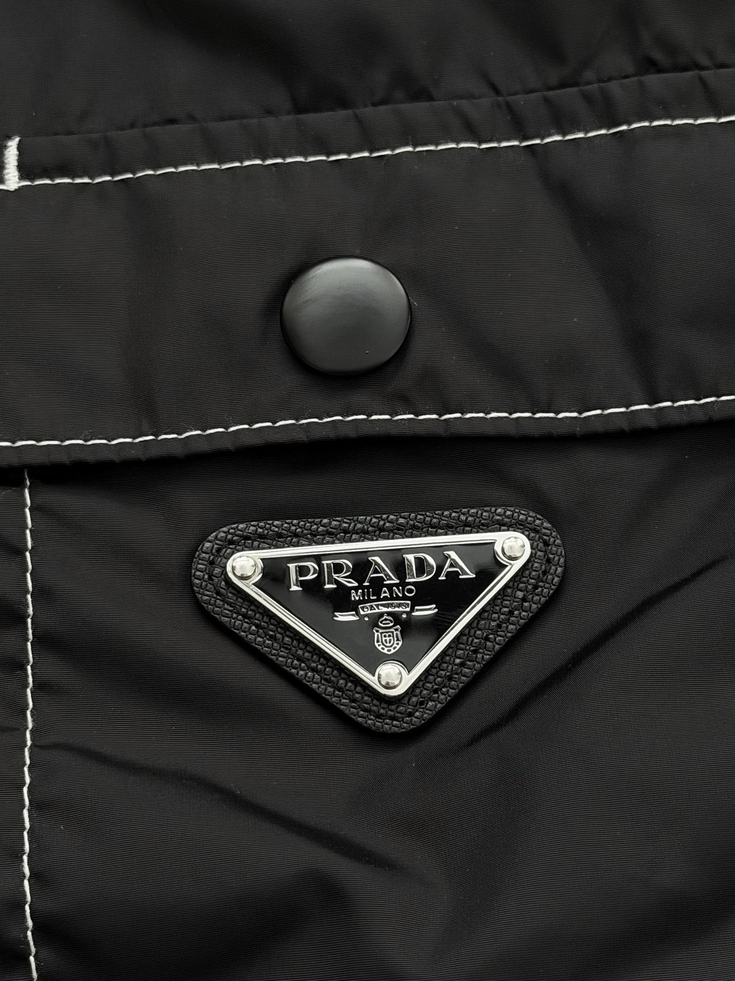 Contrast Re Nylon Black Shirt