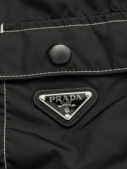 Contrast Re Nylon Black Shirt