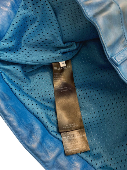 Mudshow Graffiti Baggy Blue Leather Biker Pants