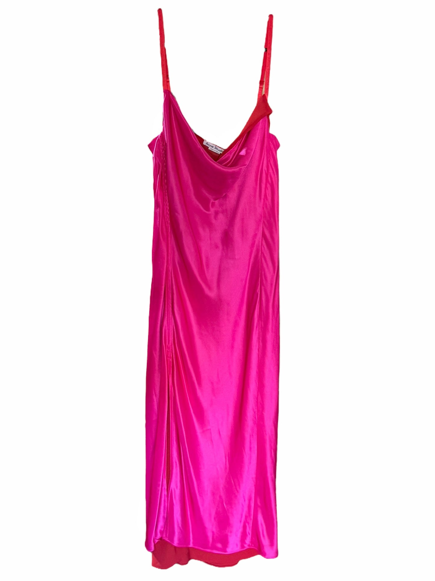 Satin Silk Layer Pink Red Dress