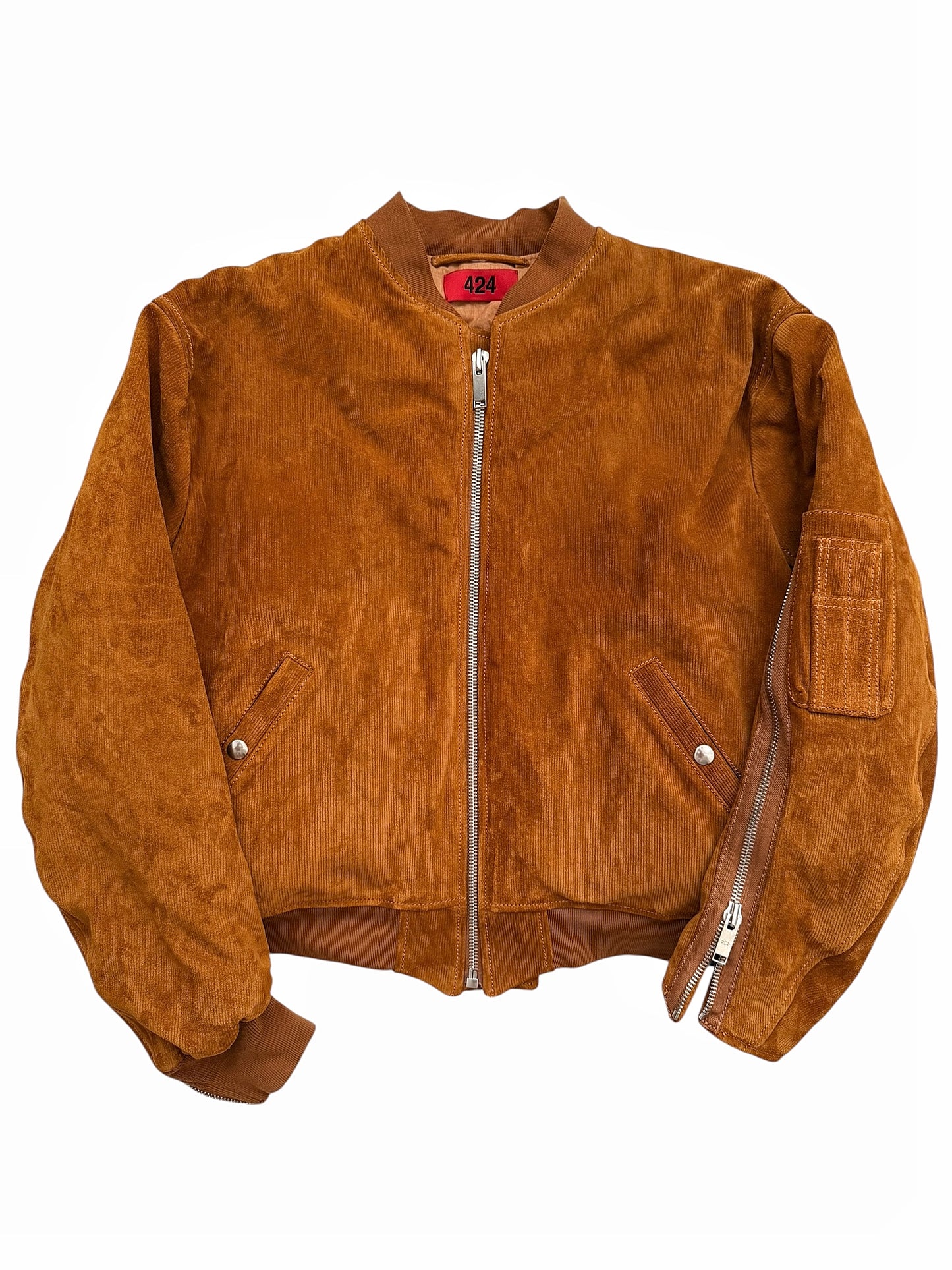 Trompe Leoil Leather “Corduroy” Bomber Jacket