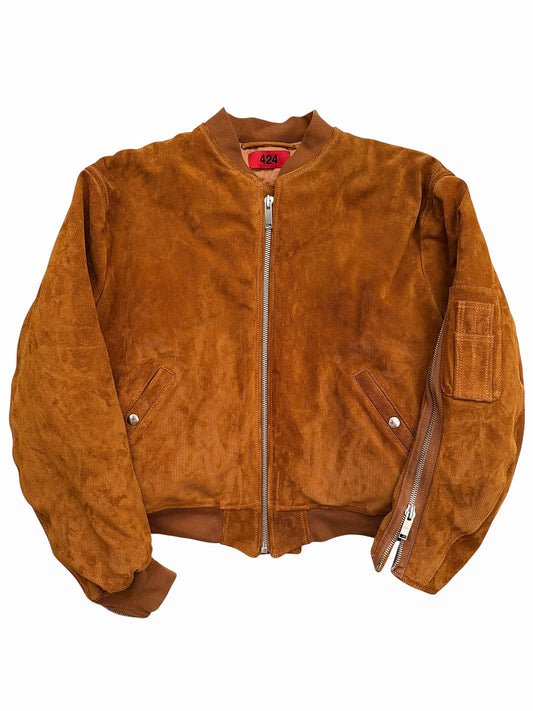 Trompe Leoil Leather “Corduroy” Bomber Jacket