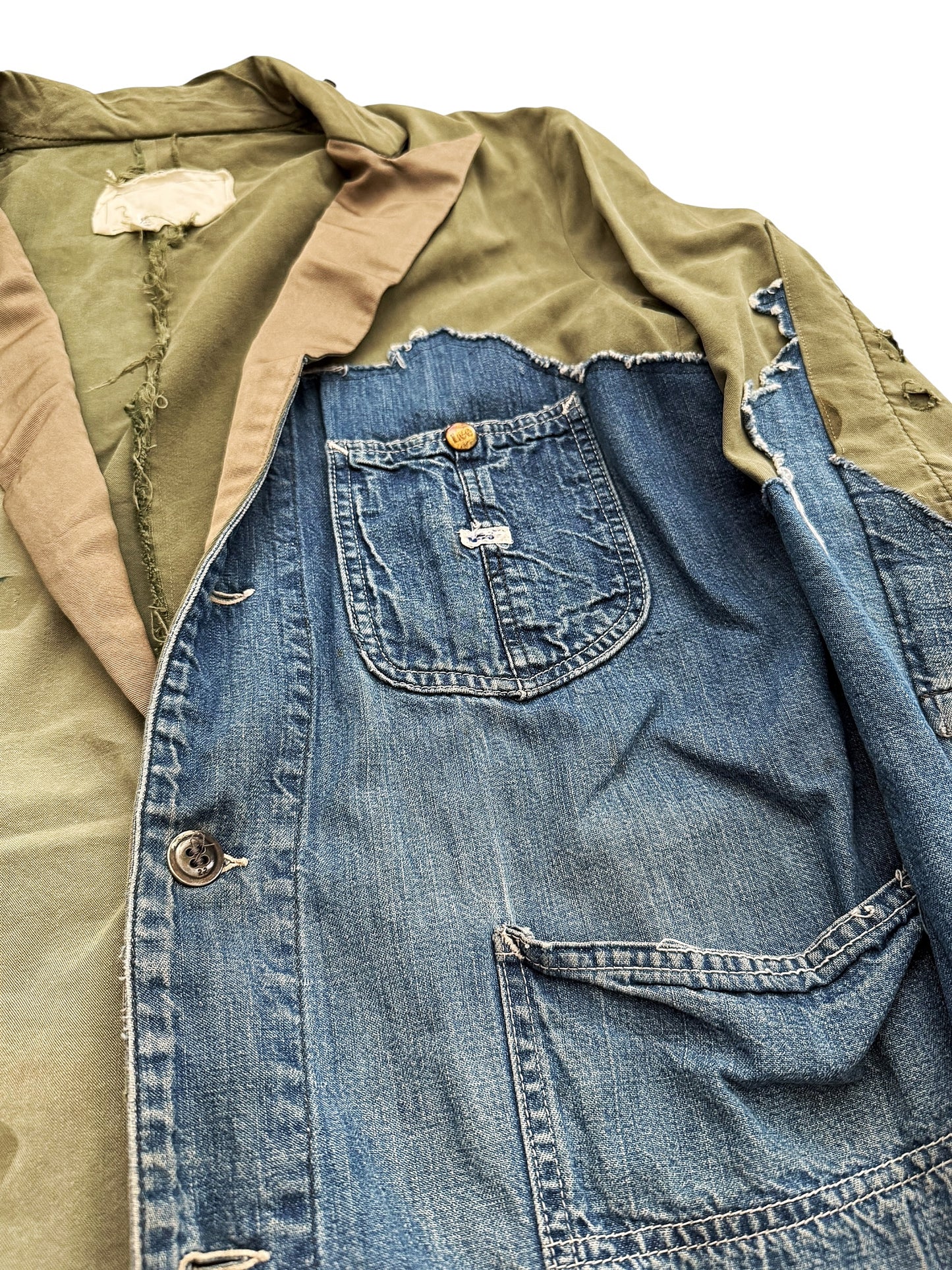 2014 Duffle Lee Denim Split Army Jacket Coat