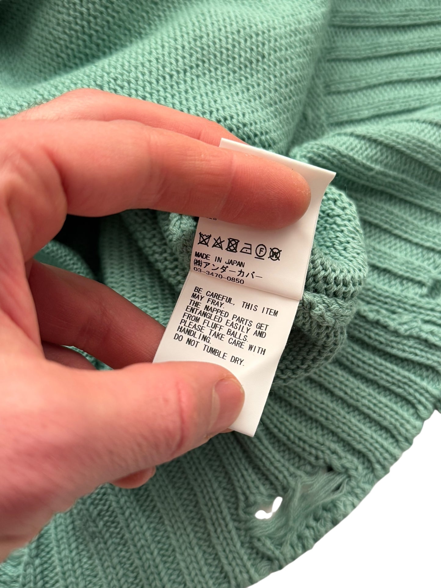 Distressed Faded Green Cardigan