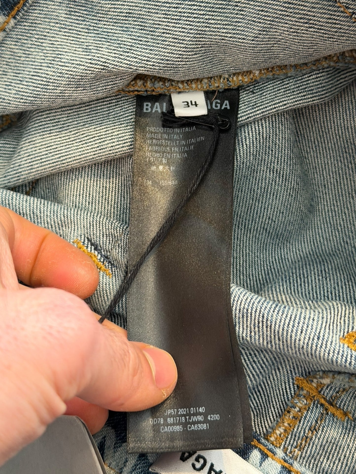 Runway Script Denim Raver Skirt