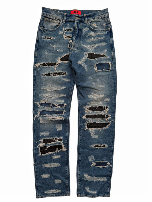 Distressed Thrashed Denim Jeans