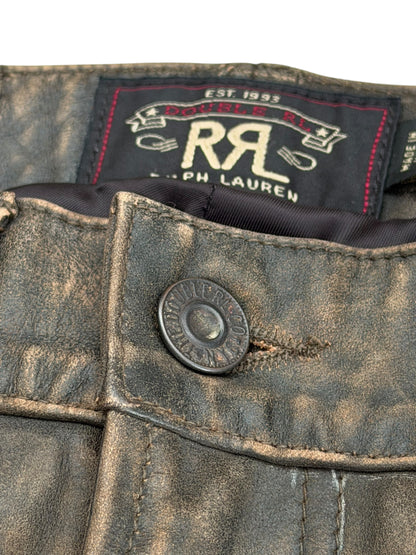 Whipstitch Lace Leather Distressed Pants